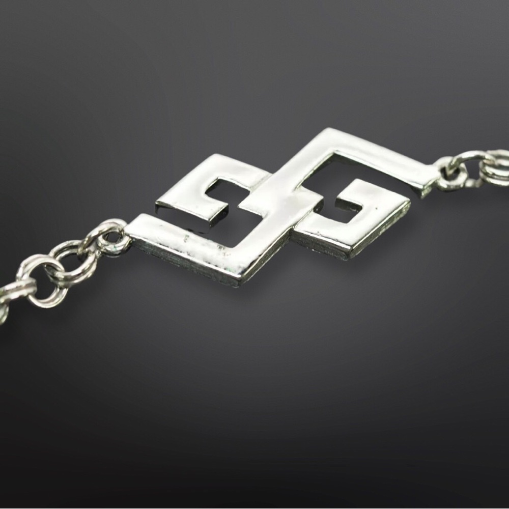 AUTHENTIC VINTAGE GIVENCHY SILVERTONE CHAIN GG CLASP LONG NECKLACE 30" NR - Picture 6 of 12